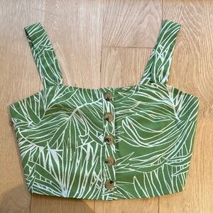 Lost + Wander Forest Green Smocked Crop Top - XS